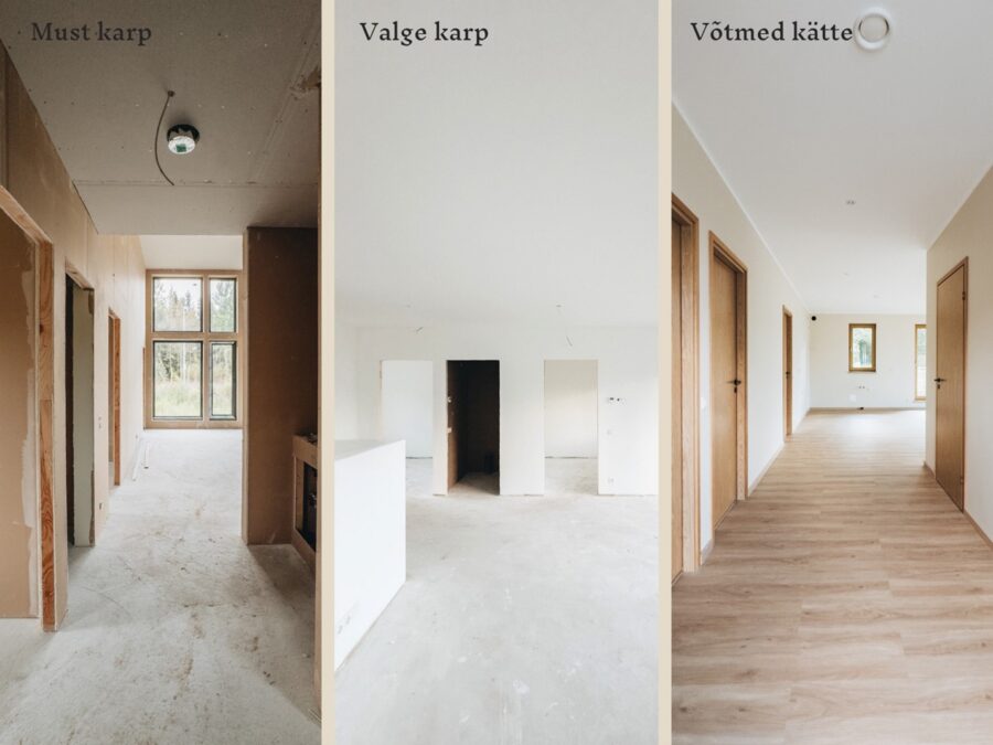 Soome Maja majaehituse valmidusastmed: must karp, valge karp ja võtmed kätte lahendus