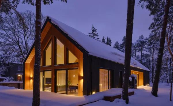 Soome Maja puitmaja, elementmaja eriprojekt Ööbik. Hubane disainmaja.